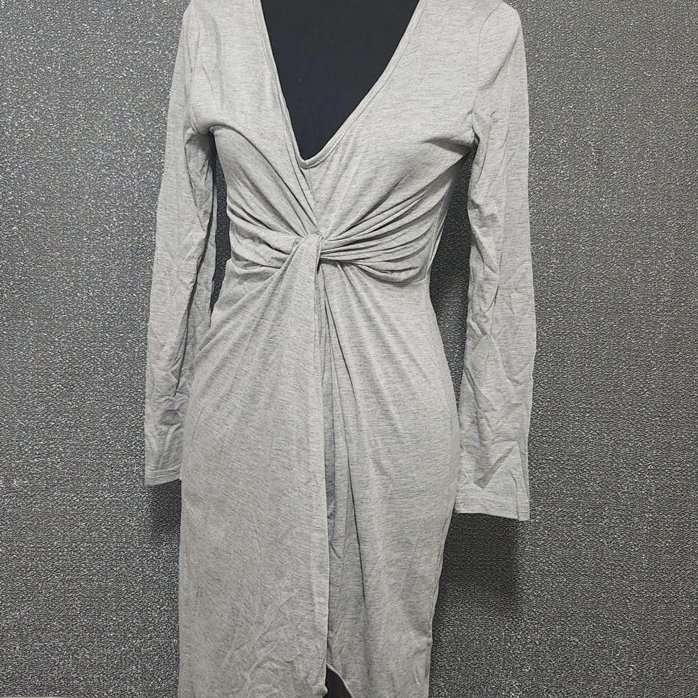Elegant Gray Knot-Front Dress